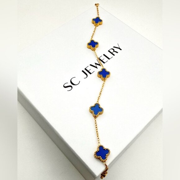 Marine Blue Petite Clover Bracelet Double Sided - Picture 5 of 12